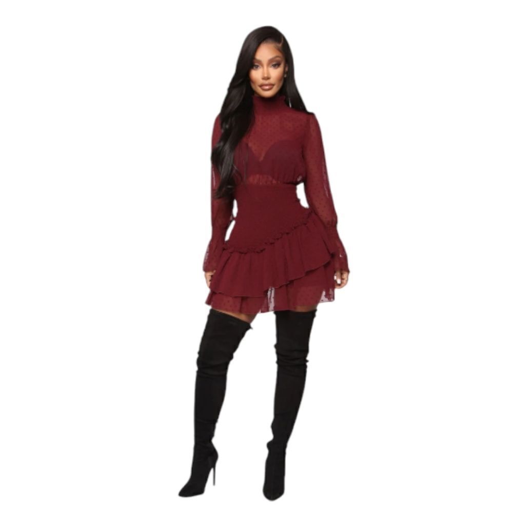Fashion Nova Sweet Like Me Mini Dress - Burgundy Size Medium, NWT - Picture 2 of 10